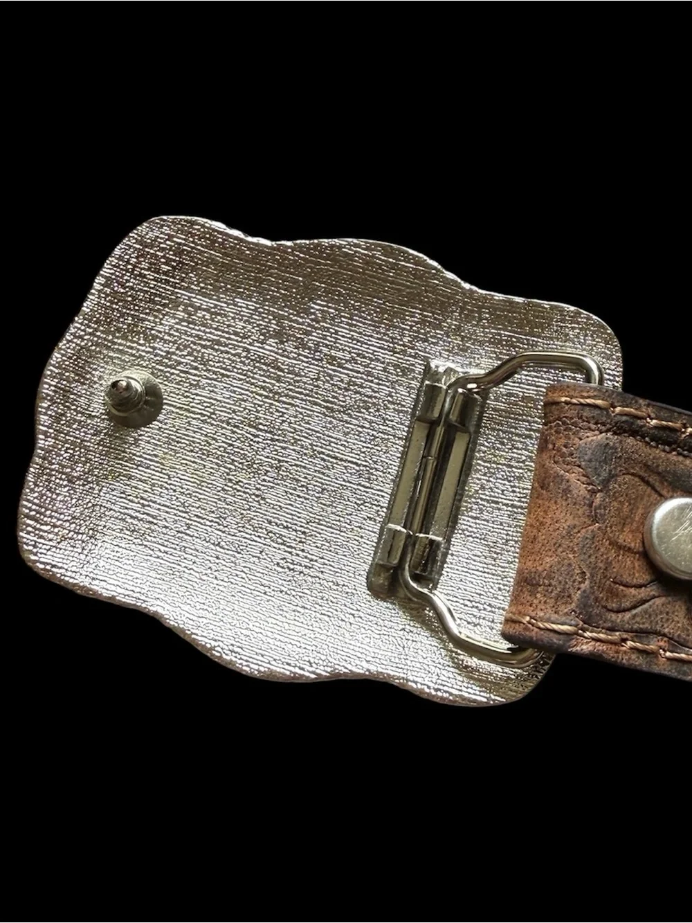 Cody James Tooled Leather Belt w/Ornate Removable Silver/ Gold Buckle- Genuine